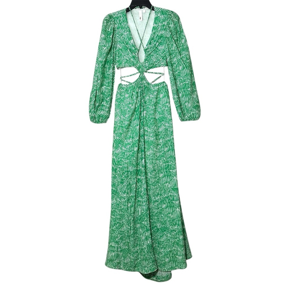 Simkhai Adelaide Cutout Mousseline Maxi Dress in Kelly Abstract Fern size XS - Picture 7 of 16